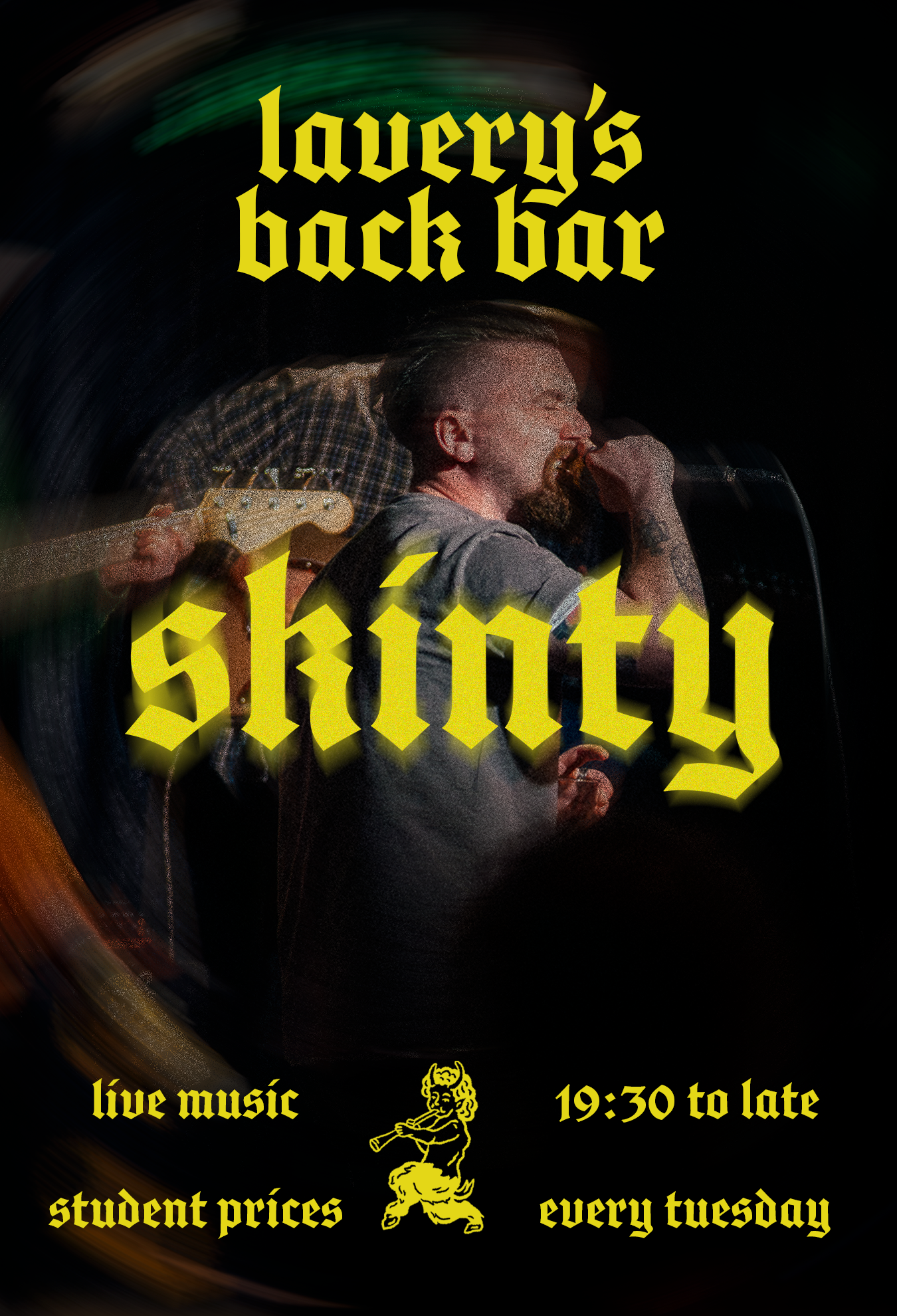 Vibrant live music venue in Lavery's Back Bar featuring talented performers, student prices, and late-night entertainment. Open every Tuesday from 19:30, perfect for nightlife and live gig enthusiasts.